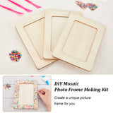 DIY Chips Shell Mosaic Photo Frame Making Kit, Including Natural Wood Rectangle Picture Frame, PVC Picture Frame Hard Sheet, Plastic Sculpture Knifes, Dyed Shell Beads, Mixed Color, 194x143mm