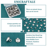 100Pcs 201 Stainless Steel Bead Cap Pendant Bails, for Globe Glass Bubble Cover Pendants, Stainless Steel Color, 7x10mm, Hole: 3mm