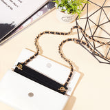 Black Imitation Leather Bag Handles, with Alloy Cable Chain & T-Bar Clasps, for Bag Replacement Accessories, Light Gold, Black, 98x1x0.4cm