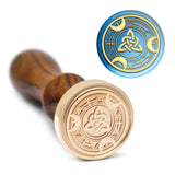 Brass Wax Seal Stamp with Handle, for DIY Scrapbooking, Trinity Knot Pattern, 89x30mm