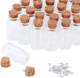Glass Jar Glass Wishing Bottles, with Cork Stopper, Bead Containers, Mixed Color, 40x22mm, Inner Diameter: 13mm,  Cork Stopper: 12~14.5x11~12mm, 30pcs/set