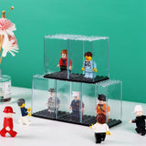 Transparent Plastic Minifigures Display Case, for Models, Building Blocks, Doll Display Holder Risers, with Black Base, Clear, Finished Product:4.7x4.7x7.55cm