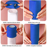 Silicone Cup Sleeve, Column, Cyan, 80x205mm, Hole: 31mm, Inner Diameter: 75mm