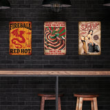 Vintage Metal Tin Sign, Iron Wall Decor for Bars, Restaurants, Cafes Pubs, Rectangle, Dragon, 300x200x0.5mm