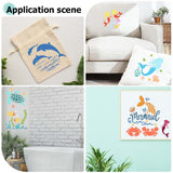 20Pcs 20 Styles Ocean Theme PET Plastic Hollow Out Drawing Painting Stencils Templates, Square, Sea Animals, 129x129x0.3mm, 1pc/style