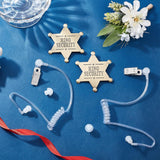 Ring Security Word Badge, Star Alloy Brooch Pin for Backpack Clothes, with Plastic Air Duct Accessories for Intercom Earphone, Antique Bronze, 70x61x7.5mm, 2pcs