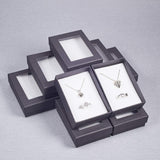 Rectangle Valentines Day Presents Packages Cardboard Jewelry Set Boxes, for Necklaces, Earrings and Rings, Black, 9x6.5x2.8cm