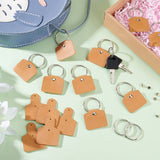 DIY Blank Keychain Making Kit, Including Rectangle Leather Clothing Blank Labels with Rivets, Iron Split Key Ring, Blanched Almond, 5x3.75x0.24cm, Hole: 3.5mm