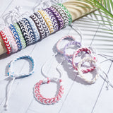 20Pcs 20 Colors Handmade Cotton & Linen Braided Cord Bracelets Set, Adjustable Bracelets for Women, Mixed Color, Inner Diameter: 1-3/4~4 inch(4.6~10cm), 1Pc/color