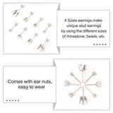 80Pcs 4 Colors 304 Stainless Steel Post Stud Earring Settings with 316 Surgical Stainless Steel Pins and 80Pcs 304 Stainless Steel Ear Nuts, Stainless Steel Color, 3~8mm, pin: 0.8mm, fit for 3~8mm rhinestone, 20pcs/color