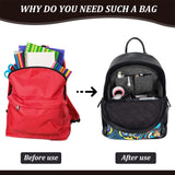 Felt Backpack Organizer Insert, Rucksack Bag Accessories, with Alloy Zipper, Black, 13.1x27x34cm, Unfold: 34x27x1.9cm