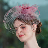 Nylon Net Mesh Fabric, Birdcage Bridal Veil Netting Fabric, Wedding Hat Veil Mesh Trimmings Fabric for Wedding Decoration, Sewing, Hat Decorating, Pearl Pink, 24~26.5x0.02cm