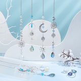 Alloy Moon and Sun Pendant Decoration Making Kits, with 304 Stainless Steel S Hooks & Chains, Glass Bead & Pendants, Brass Jump Rings & Pins, Antique Silver