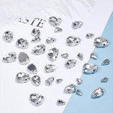 Sew on Rhinestone, Glass Rhinestone, with Platinum Tone Brass Prong Settings, Garments Accessories, Faceted, Teardrop, Clear, 9x7.6x2.7cm, 100pcs/box