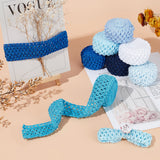 14M 7 Style Blue Series Elastic Crochet Headband Ribbon, for Hair Bow Accessories, Gift Wrapping, Mixed Color, 40~45x1.5~2mm, 2m/style