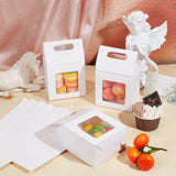 Folding Paper Gift Bags with Hole Handle and Plastic Visible Window, White, Finished Product: 15x9.8x5.8cm