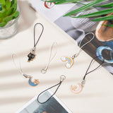 2Pcs 2 Colors Polyester Cord Mobile Straps, with Platinum Plated Iron Findings, Mixed Color, 5.6cm, 50pcs/color