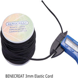 Core Spun Elastic Cord, Black, 3mm