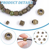 75Pcs 6 Styles Tibetan Style Alloy European Beads, Large Hole Beads, Rondelle & Barrel & Column & Cube, Antique Bronze, 6~11.5x6~11.5x4~9mm, Hole: 2.5~5mm