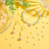 Natural White Shell Beads Strands, Double Sides with Enamel, Flower, Orange, 6~7x6.5~7x4mm, Hole: 0.7mm, about 61~63pcs/strand, 14.76 inch~15.16 inch(37.5~38.5cm), 1 strand/box