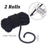 Polyester Cord, Round, Black, 6mm, about 10m/roll