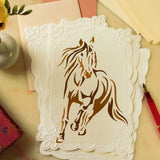 Plastic Drawing Painting Stencils Templates, for Painting on Scrapbook Fabric Tiles Floor Furniture Wood, Rectangle, Horse, 29.7x21cm