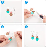 DIY Earring Making, with Resin & Wood Pendants, Iron Jump Rings & Earring Hooks, Teardrop, Mixed Color, 7.4x7.2x1.7cm