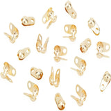 160Pcs Brass Bead Tips, Nickel Free, Calotte Ends, Clamshell Knot Cover, Real 18K Gold Plated, 6.5x3.5x3mm, Hole: 1.2mm