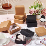 Cardboard Jewelry Boxes, Rectangle, for Anniversaries, Weddings, Birthdays, Black, 11.6x9.6x3.8cm, Unfold: 29.5~28.6x26.6~27.5x0.05cm, 2pcs/set