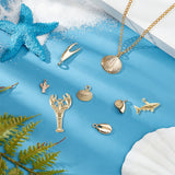 Alloy Pendants, Ocean Theme, Lead Free & Nickel Free & Cadmium Free, Mixed Shapes, Real 14K Gold Plated, 20x20x3mm, Hole: 2mm