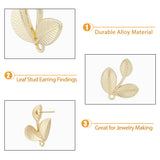 50Pcs Rack Plating Alloy Leaf Stud Earring Findings, with Horizontal Loop, Cadmium Free & Lead Free, with 50Pcs Plastic Ear Nuts, Light Gold, 23x21mm, Hole: 1.6mm, Pin: 0.7mm