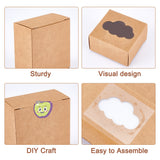 Kraft Paper Gift Box, Folding Box with Window, Rectangle, Tan, Cloud Pattern, 7.6x7.2x4cm
