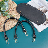1 Sets Leather Bag Handles, with 1Pc PU Leather Oval Long Bottom, for Bag Straps Replacement Accessories, Black, 40x1.4x0.9cm