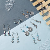 DIY Dangle Earrings Making Kits, Including Tibetan Style Alloy Pendants, Gemstone Round Beads, Brass Earring Hooks, Iron Findings, Platinum, 14pcs/box