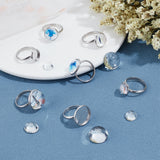 DIY Flat Round Adjustable Ring Making Kit, Including 304 Stainless Steel Finger Ring Components Settings, Glass Cabochons, Stainless Steel Color, 80Pcs/bag