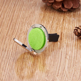 316 Stainless Steel Car Diffuser Locket Clips, with Perfume Pad and Magnetic Clasps, Flat Round with Flower, Mixed Color, 30x7mm