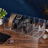 Transparent Acrylic Belt Organizer Holder with 7 Compartments, Belt Storage Display Stands for Closet, Drawer, Rectangle, Clear, 14x37.5x12cm, Inner Diameter: 13.35x4.9cm