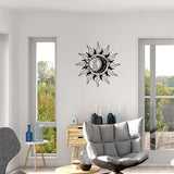 PVC Wall Stickers, Square with Word LIVE BY THE SUN & LOVE BY THE MOON, for Home Living Room Bedroom Decoration, Sun Pattern, 390x390mm