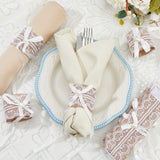 Lace Napkin Ring Buckle, Burlap Napkin Holder Adornment for Wedding Banquet Party Decoration, Dark Salmon, 175~185x50x1mm