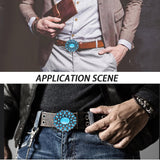 Alloy Belt Buckles, with Synthetic Turquoise, Belt Fastener, Gunmetal, Flower, 72x71x12~19mm, Hole: 40.5x11.5mm