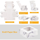 Foldable Creative Kraft Paper Box, Wedding Favor Boxes, Favour Box, Paper Gift Box, with Plastic Clear Window, Square, Light Grey, 6.5x6.5x3cm
