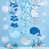 Paper Whale & Bubble Garland, Hanging Streamer, with Plastic Home Wall Decorations, Mixed Color, 630~2000mm