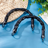 U shape Imitation Bamboo Stick Resin Bag Handles, with Zinc Alloy Shackle Clasp, Black, 13.5x15.7x0.5cm