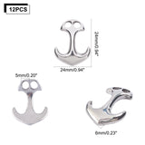 304 Stainless Steel Hook Clasps, For Leather Cord Bracelets Making, Anchor, Stainless Steel Color, 31x24x6mm, Hole: 5x5mm, 12pcs/box