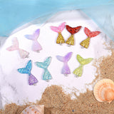 Resin Pendants, with Glitter Powder and Iron Findings, Mermaid Tail Shape, Platinum, Mixed Color, 46x30x6mm, Hole: 2mm, 40pcs/set