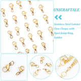 40Pcs 4 Styles 304 Stainless Steel Lobster Claw Clasps, with Open Jump Ring, Golden, 9~12x5.5~7x3.5mm, Hole: 3mm, Open Jump Ring: 5x0.6mm, about 10pcs/style