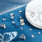 DIY Flat Round Blank Dome Finger Ring Making Kit, Including Stainless Steel Open Cuff Ring Base Settings, Glass Cabochons, Stainless Steel Color, 60Pcs/box