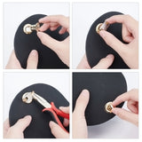 DIY Knitting Crochet, PU Leather Bag Bottom, Alloy/Iron Findings, for Handbag DIY Craft Shoulder Bags Accessories, Flat Round, Black, 170x150x3mm, Hole: 4.5mm