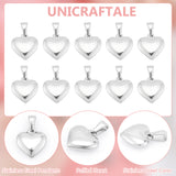 10Pcs 304 Stainless Steel Pendants, Puffed Heart, Stainless Steel Color, 16x16x5mm, Hole: 7x4mm