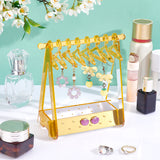 1 Set Coat Hanger Shaped Acrylic Earring Display Stands, Jewelry Organizer Holder for Earring Storage with 8 Mini Hangers, Gold, Finish Product: 15x8.2x15.2cm
